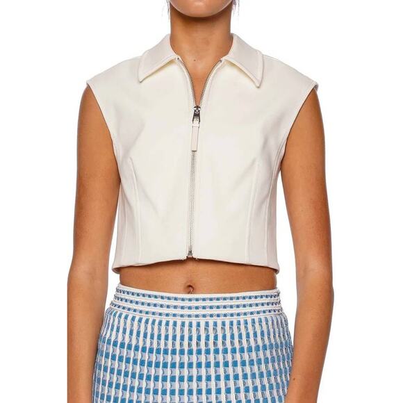 Simkhai Alix Sleeveless Zip Up Top in Ivory 8 - Picture 1 of 5